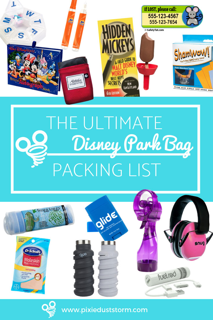 Disney park bag packing list hotsell