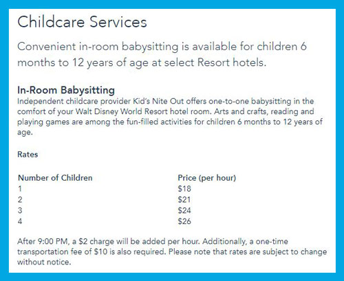 Kid's Nite Out - Childcare Service at Walt Disney World