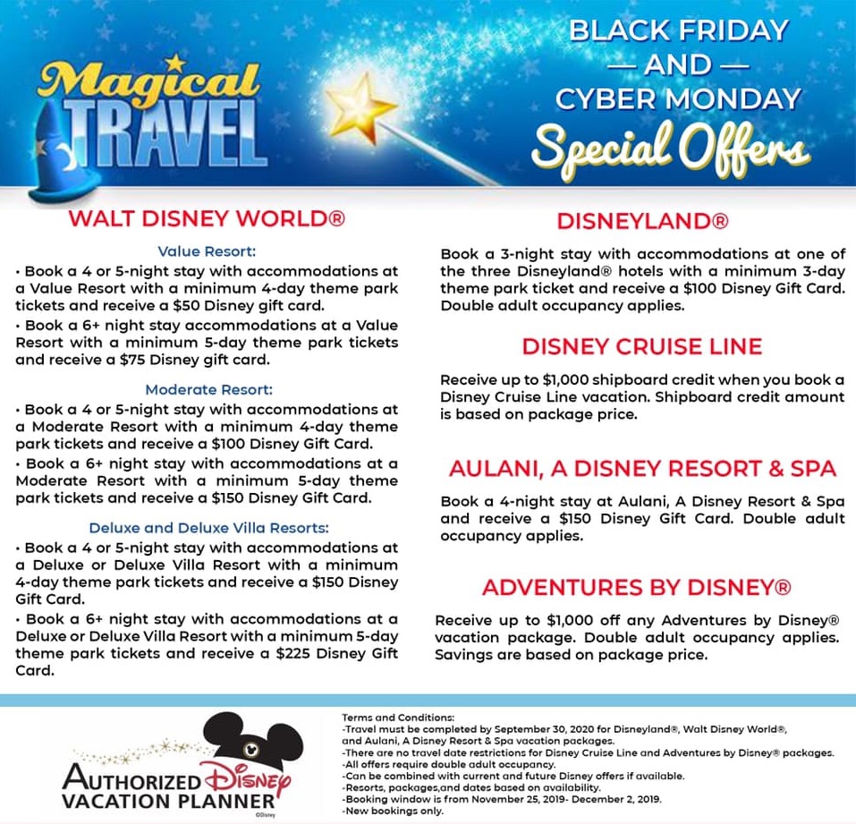 Magical Travel's Black Friday Cyber Monday 2019 Deals